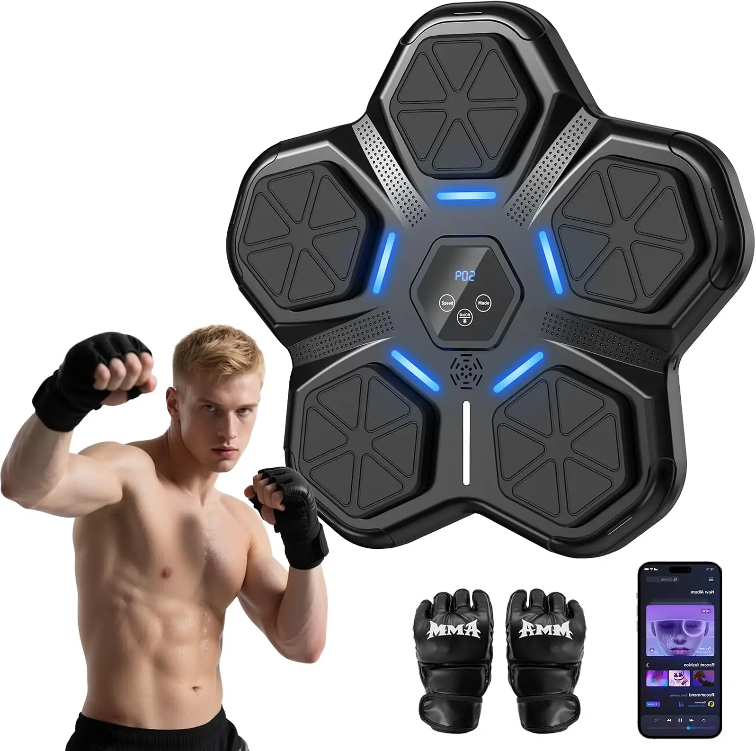 

Smart Bluetooth Boxing Trainer with LED Display, 9 Modes & Gloves for Home Gym Workout