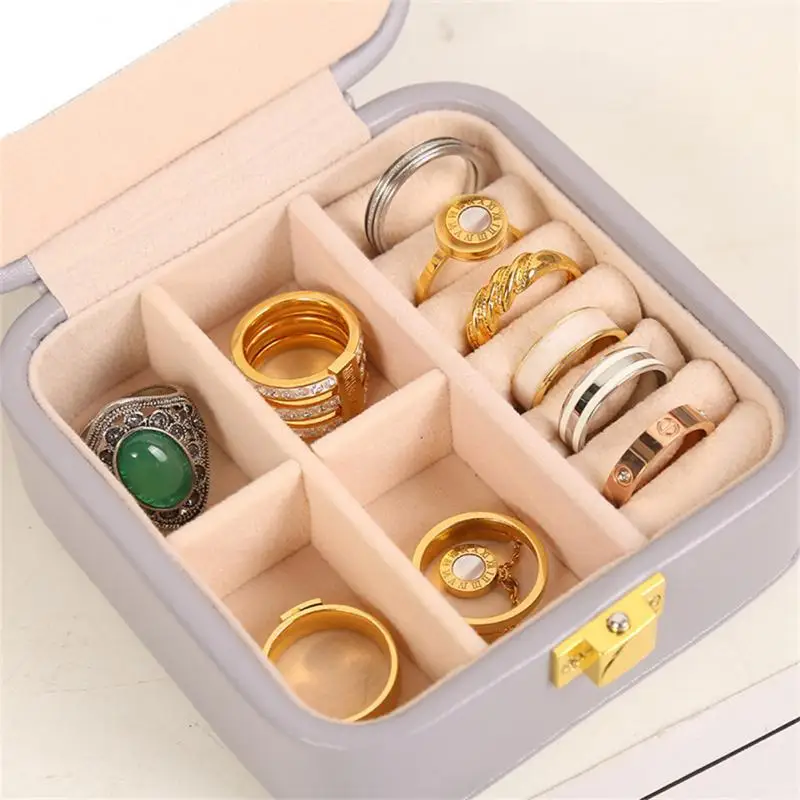 Jewelry Box Ring Pillow Leather Portable Travel Display Case Earring Necklace Ring Storage Holder Large Capacity Jewellery Box