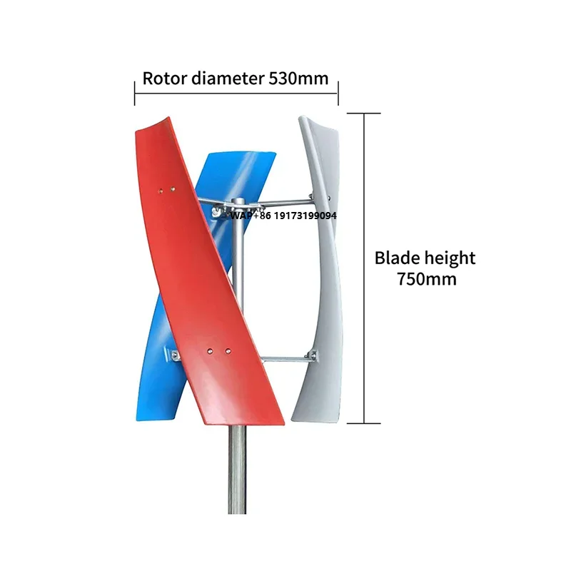 Noiseless Vertical Wind Turbine Generator Three Glass Fiber Blades AC Permanent Magnet Synchronous IP54 5kw 10kw 20kw CE