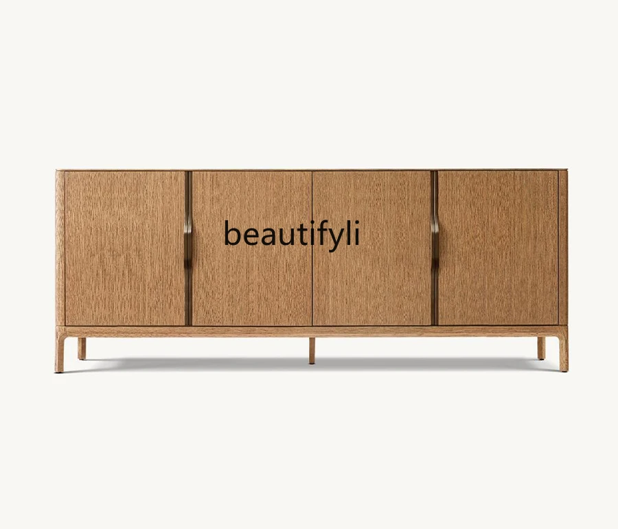 Nordic simple solid wood dining side cabinet, modern light luxury high-end creative living room storage entrance cabinet