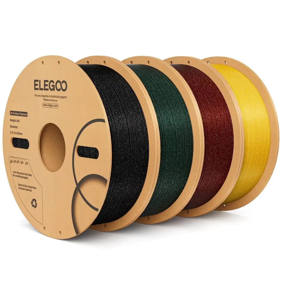 

Sparkle PLA Filament 1.75mm Bundle 4KG, Glitter Twinkling 3D Printer Filament Dimensional Accuracy 0.02mm, 4pcs 1kg Spool2.2lbs