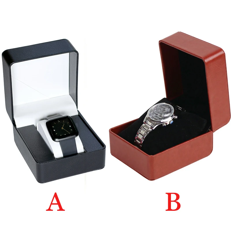 

A/B Style Watch Box Fashion Velvet Round Corner Smartwatch Clock Storage Case Jewelry Accessories Business Packaging Boxes