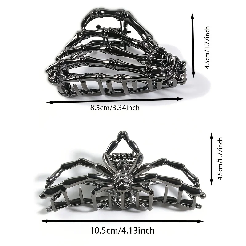 3pcs Halloween Black Metal Spider Hair Clips, Gothic Spider Skeleton Hair Barrettes, Punk Horror Hair Accessories For Halloween - view 5