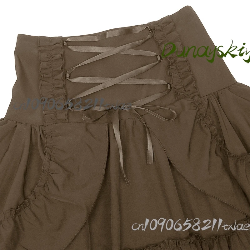 2025 Victorian Bustle Dress - Renaissance Corset Gown with Detachable Trains & Lace Gloves, Steampunk Halloween Cosplay