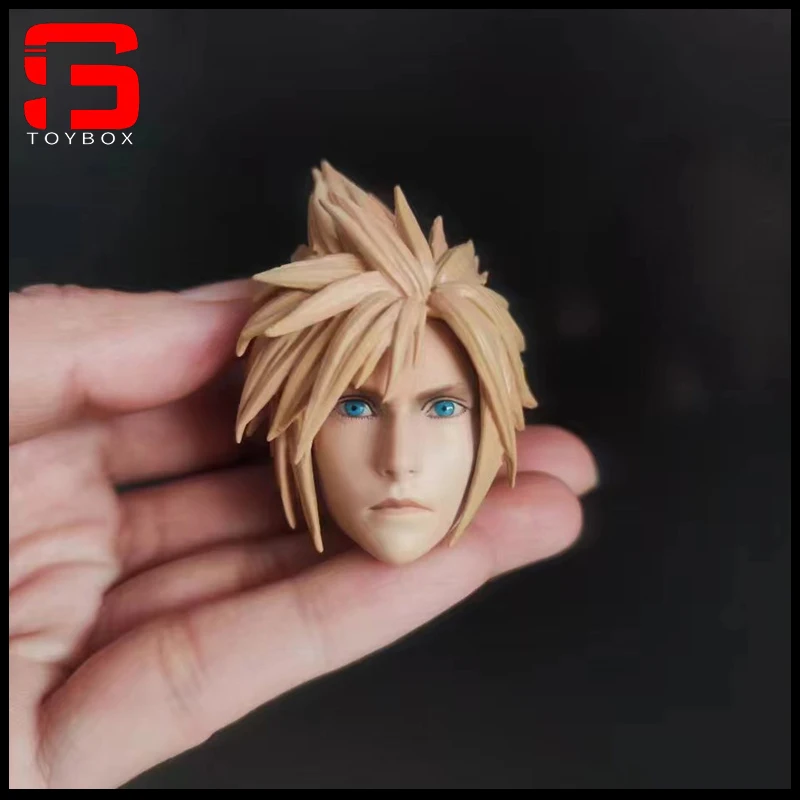 In Stock 1/6 Scale Anime Cloud Head Sculpt Golden Hair Head Carving Model Fit 12'' Male Soldier Action Figure Body Dolls