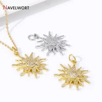 Pendentifs en laiton plaqué or 18 carats avec breloques soleil en Zircon, pendentif soleil en Zircon incrusté, accessoires de fabrication de colliers de bijoux à bricoler soi-même 2