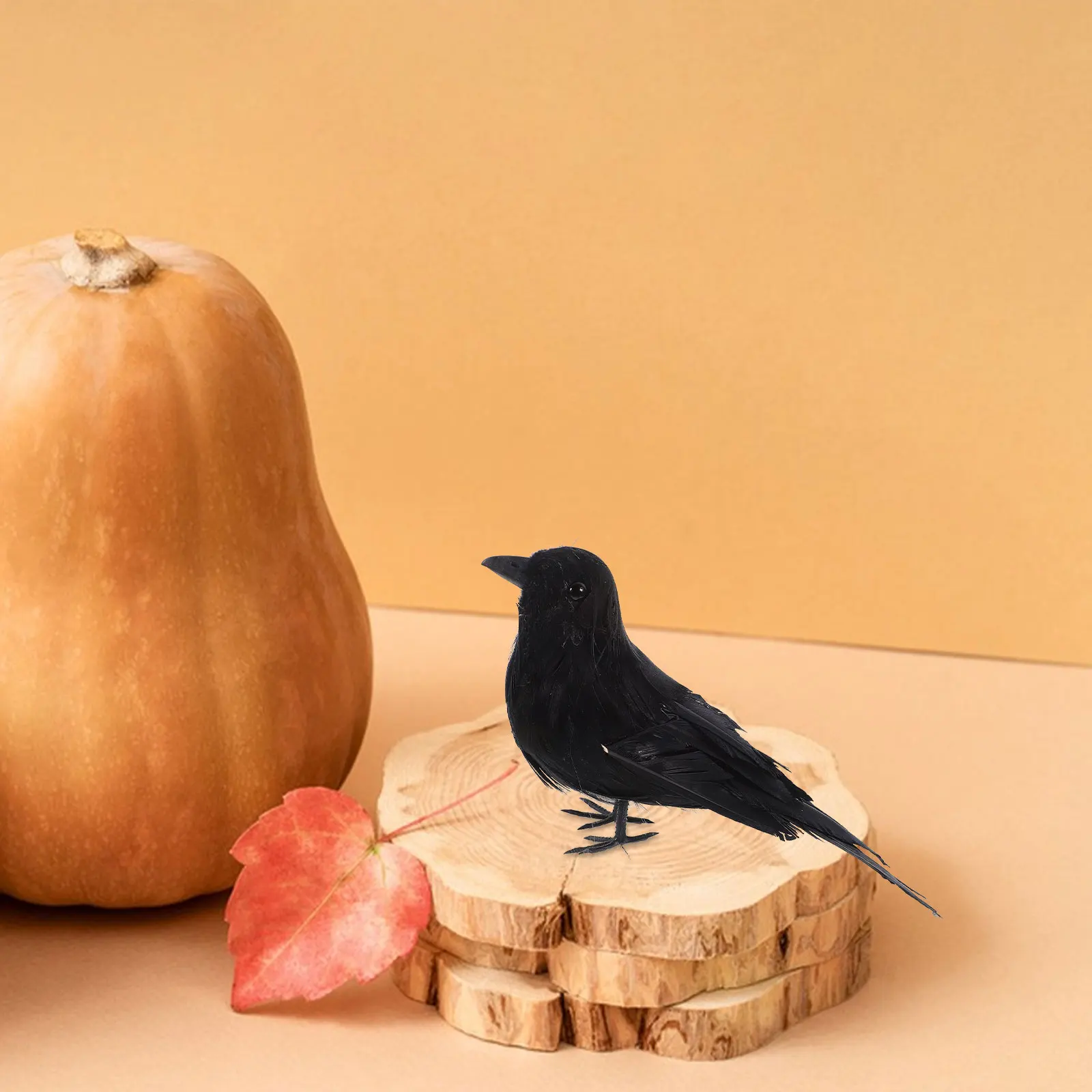 

Realistic Artificial Crow Black Bird Prop Decor For Halloween Spooky Display Fall Winter Garden Ornament With Bendable Wires