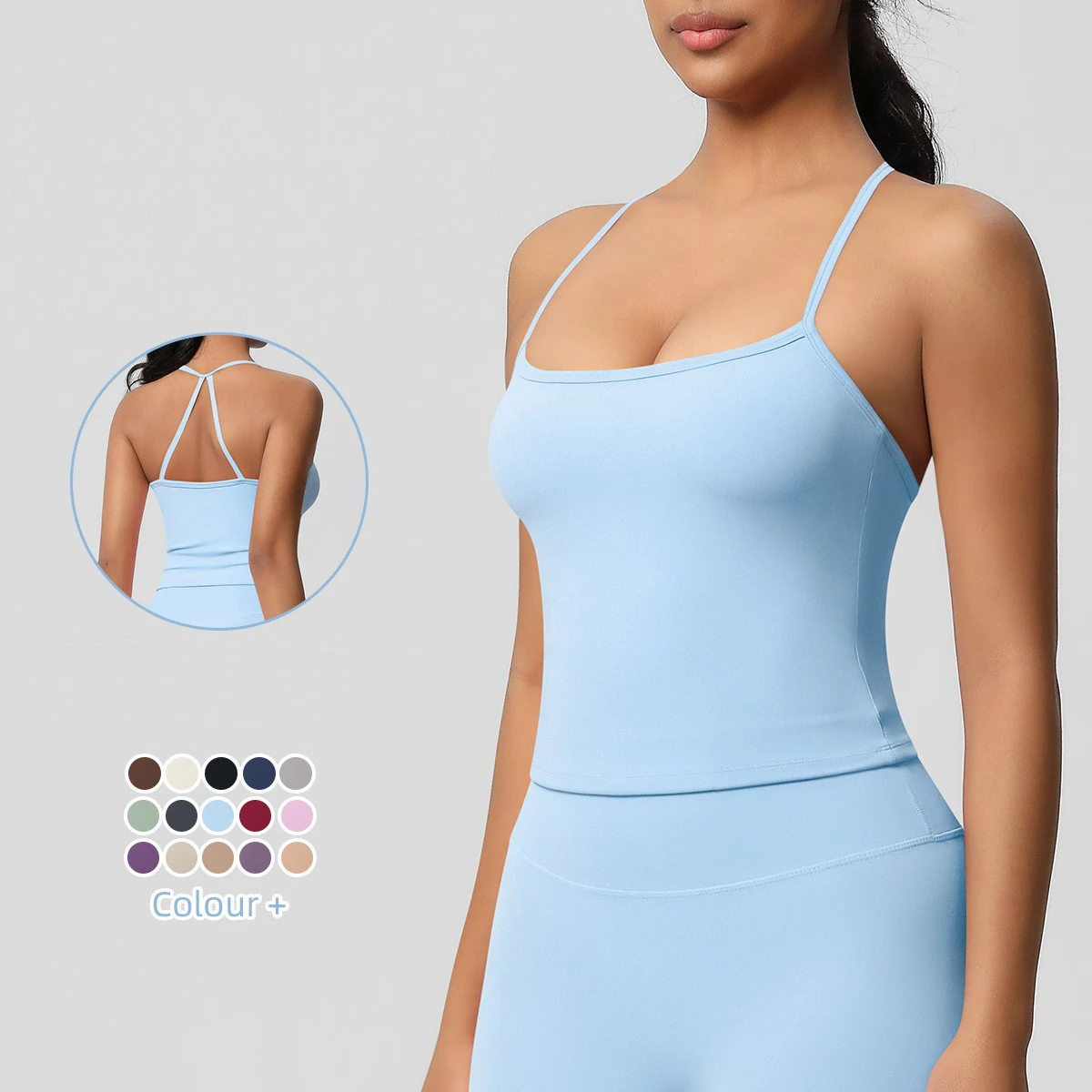 

Longline Strappy Top Set Yoga Gym Set Seamless Backless Sports Bra Tops Tank top Hip Lift Leggings Gym Shorts Sets Sports Set