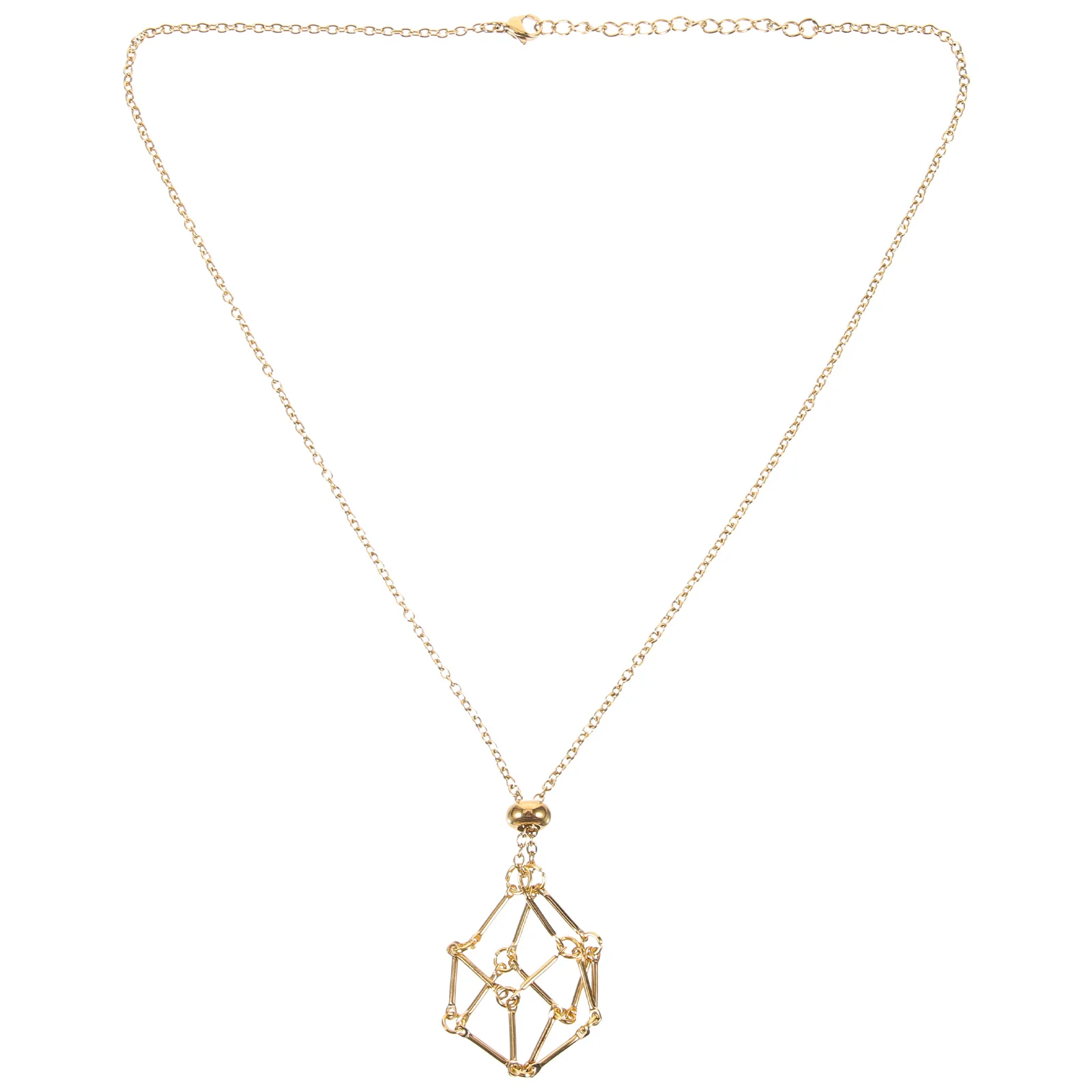 

Crystal Necklace Copper Mesh Cage Crystal Holder Necklaces Pendant Adjustable Chain Cage Bead Necklace Jewelry