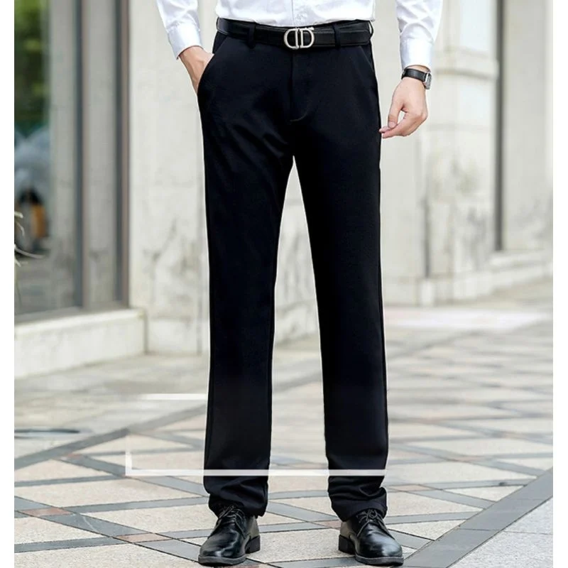 

Мужские повседневные брюки прямого кроя для делового стиля, осенне-зимние, модные, из смесового полиэстера, профессиональные, для среднего возраста