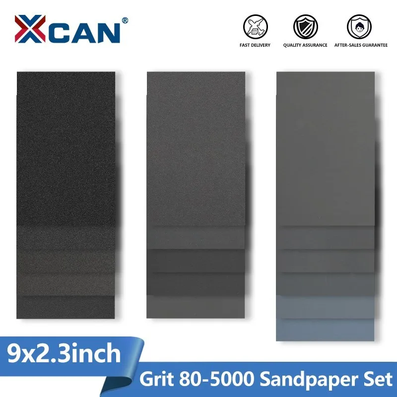 XCAN Sandpaper Set Water Dry Sanding Paper 9x3.6 inch Abrasive Sander Paper for For Wood Metal Automotive Polishing 