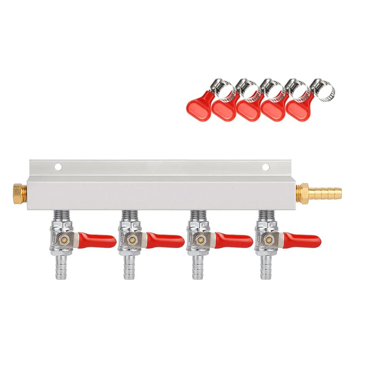 

4-Way Gas Manifold 5/16inch Barbed Integrated Check Valve CO2 Distributor 4-Way CO2 Manifold Gas Distributor