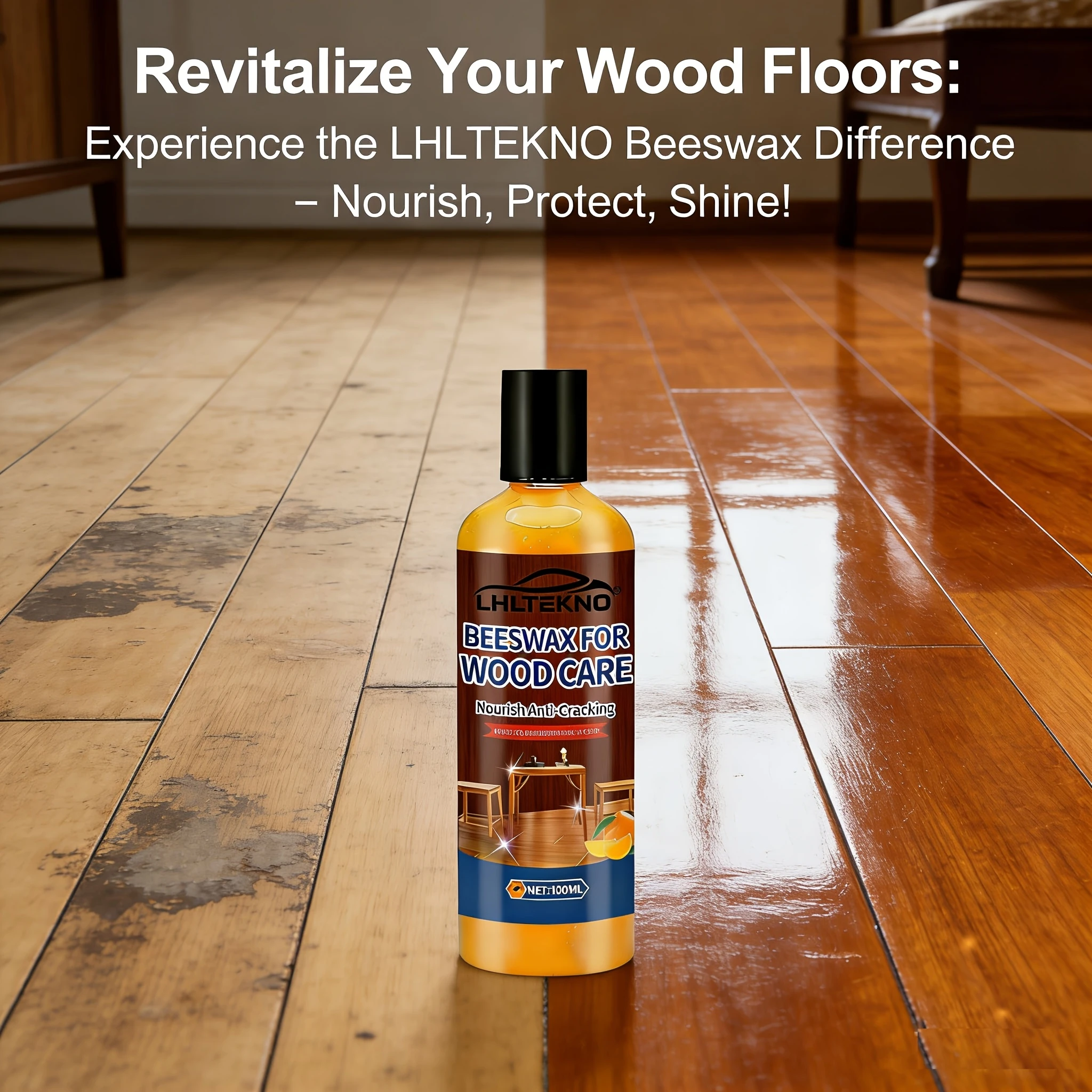 LHLTEKNO Beeswax Wood Floor Care Polish Nourish Protect Anti Crack Restore Shine For Furniture Table Cabinet 100ml