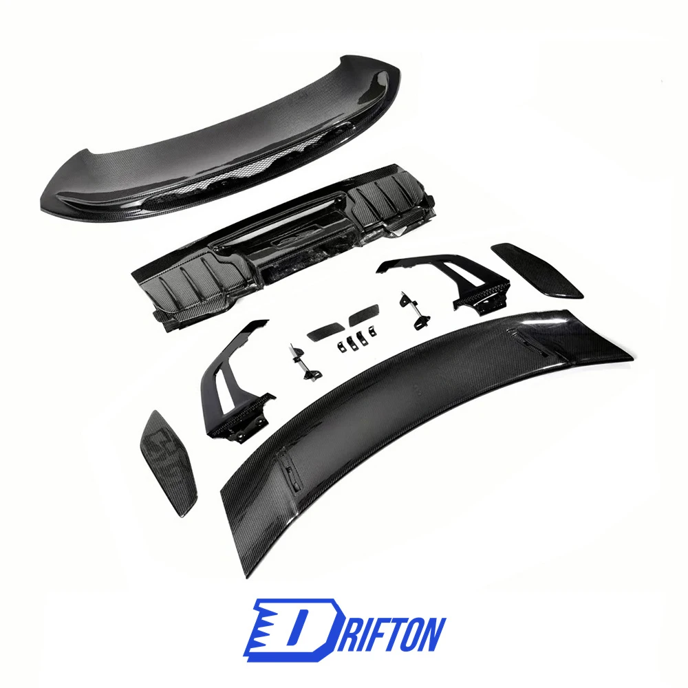 GT3 Style Full Dry Carbon Fiber Rear Spoiler & Engine Cover & Rear Trunk Set for Porsche 911 992 Carrera S GT Wing