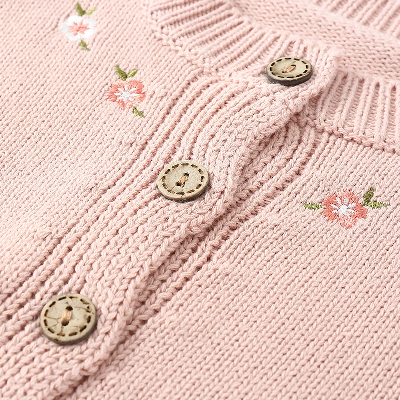 Engepapa Knitted Baby Girls Clothes Suit Embroidered Jacket+Sleeveless Rompers Set Baby Girls Spring Autumn Knitting Clothes