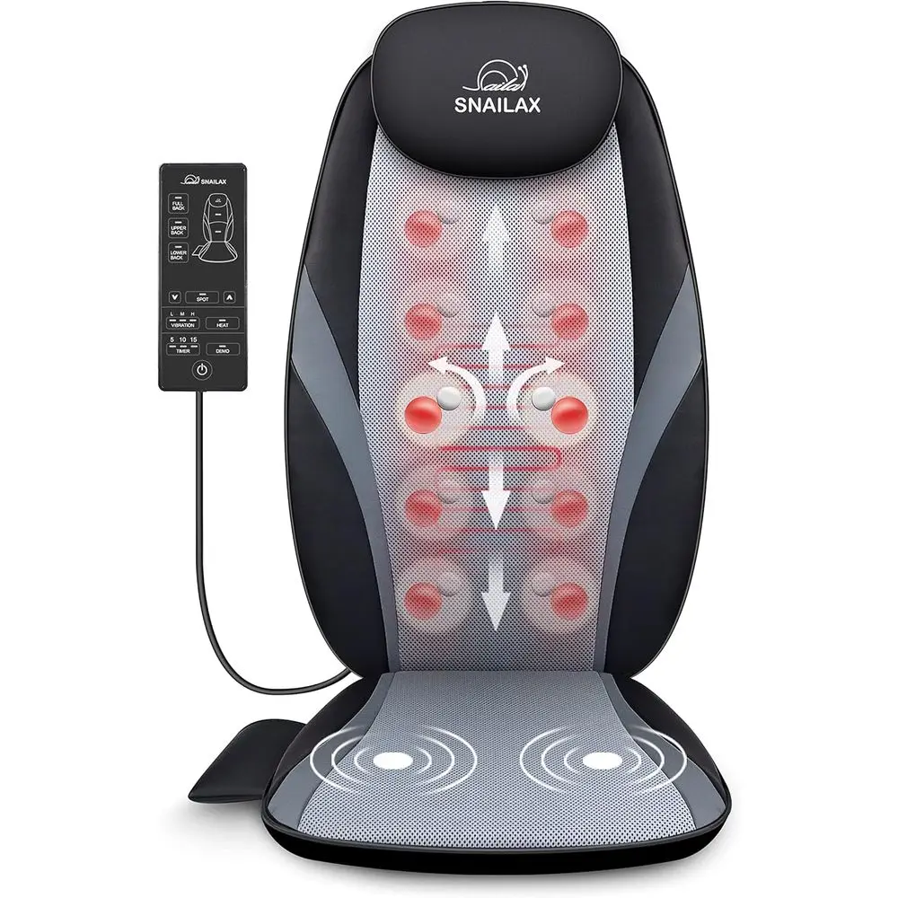 Shiatsu Back Massager with Heat Massage Chair Pad Kneading Back Massager or Pain Relie Deep Tissue Chair Massage Pad or Oice Hom