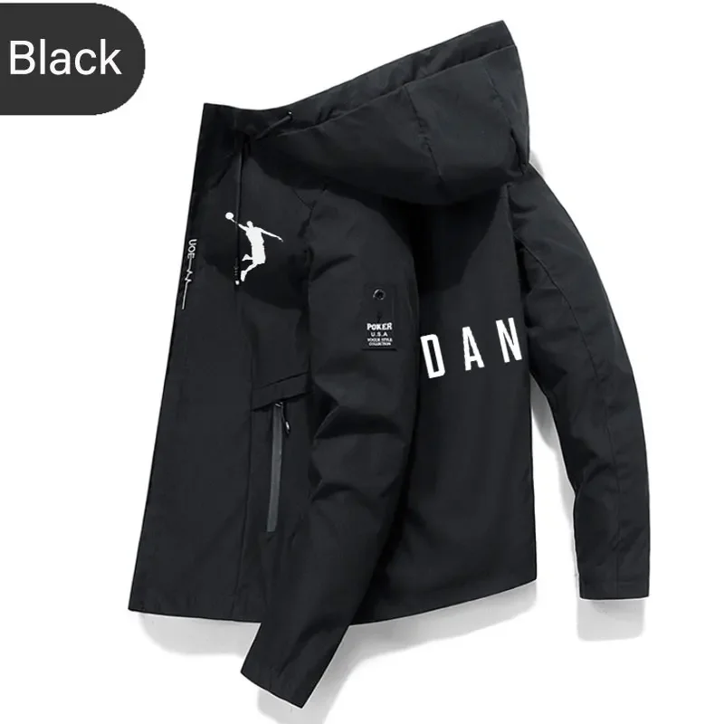 

Spring and Autumn Men's Basketball Jacket Running Camping Fishing Waterproof Windbreaker Outdoor Sports Men's Hooded Jacket