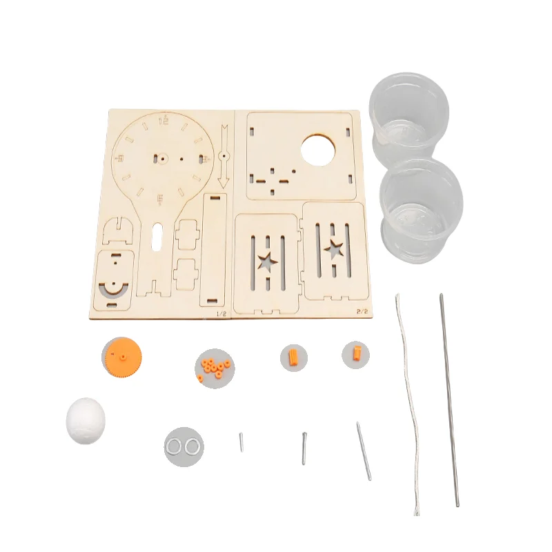 Orologio antigoccia fatto a mano per bambini fai-da-te Kit di esperimenti scientifici educativi in legno Giocattolo interattivo genitore-figlio Set da gioco educativo assemblato