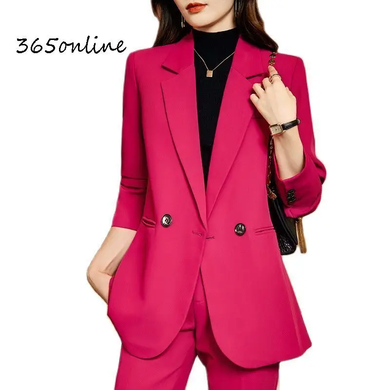 Autumn Winter Elegant Styles Formal Professional Women Business Suits with Pants and Blazer Coat OL Career Pantsuits Blazers