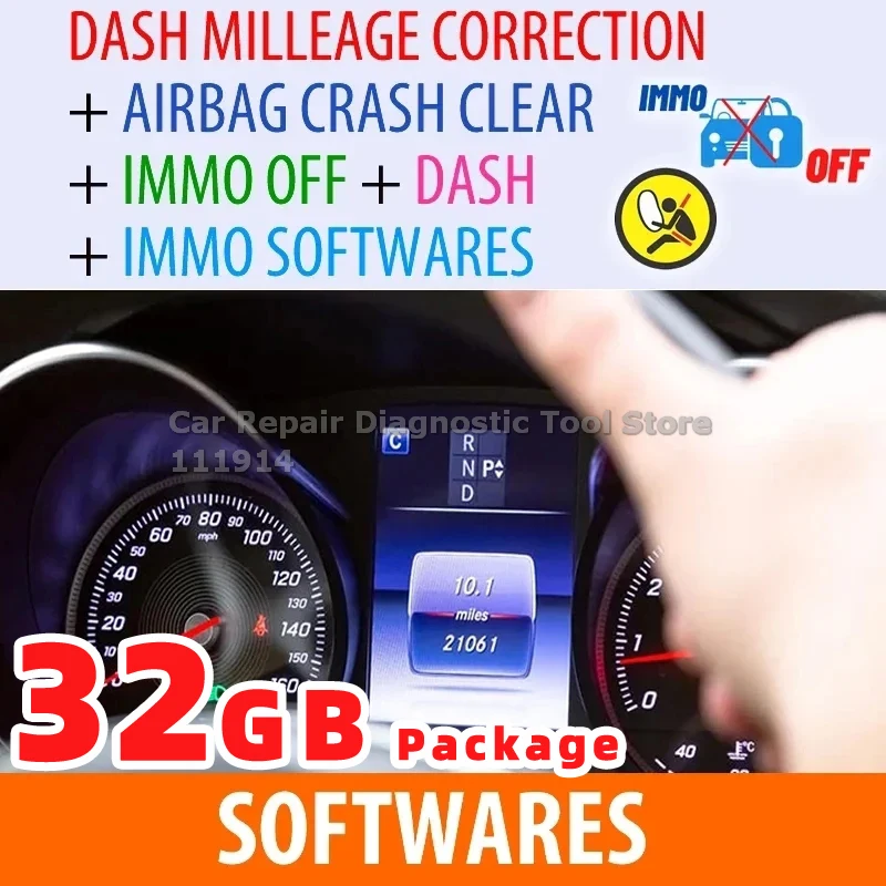 IMMOFF for All Car toolsBrands TOTAL 32 GB Package Software Ecu DASH MILLEAGE CORRECTION+AIRBAGCRASH CLEAR +DASH + IMMO SOFTWARE