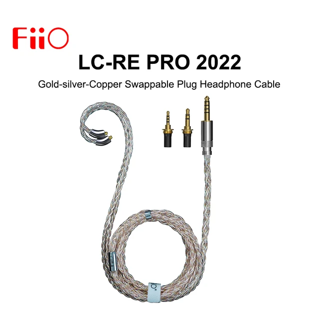 FiiO LC-RE Pro 2022 Gold-silver-copper Braided Swappable Plug Headphone  Cable MMCX Include 3plug 3.5/2.5/4.4mm for FD5 - AliExpress