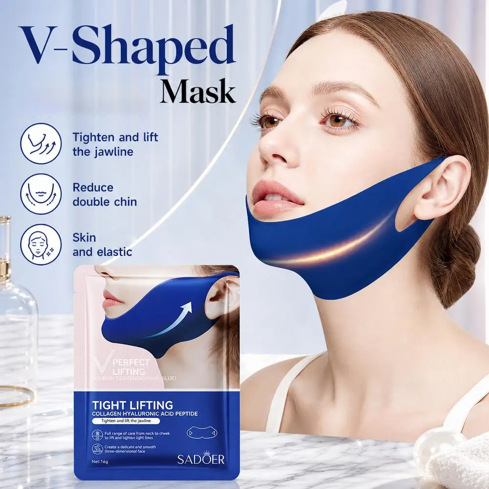V Shaped Face Mask Chin Lifting Patch Ear Hook Double Chin Reducer Firming Jawline Collagen Peptide Slimming Facial Sheet Masks
