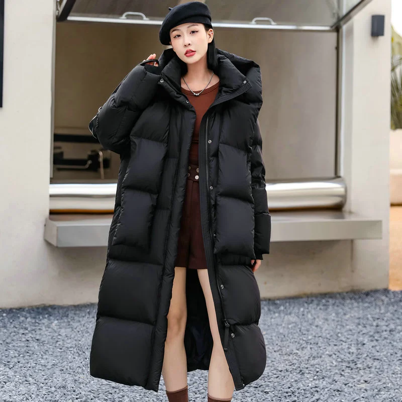 2024 New Puffer Coats Winter Jackets for Women Simple Casual High-end Down Jacket Scarf Hooded Thick Warm Women\'s Down Parker