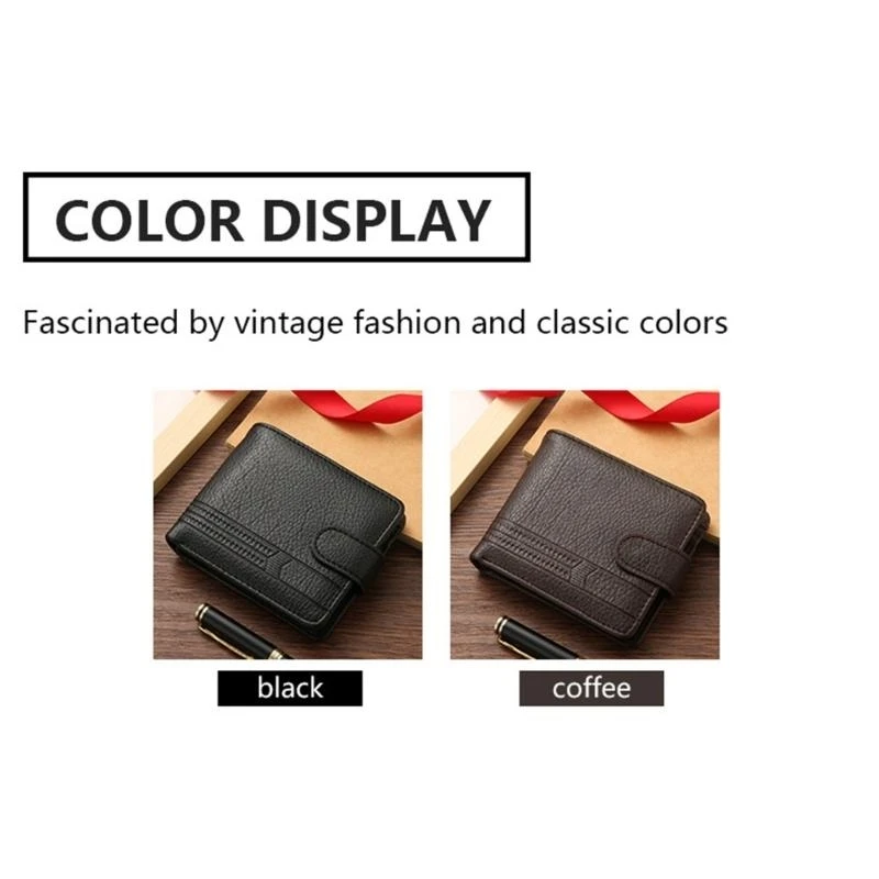 340D Men's PU Leather Short Wallet Change Purse Coin Bag Perfect for Daily Use