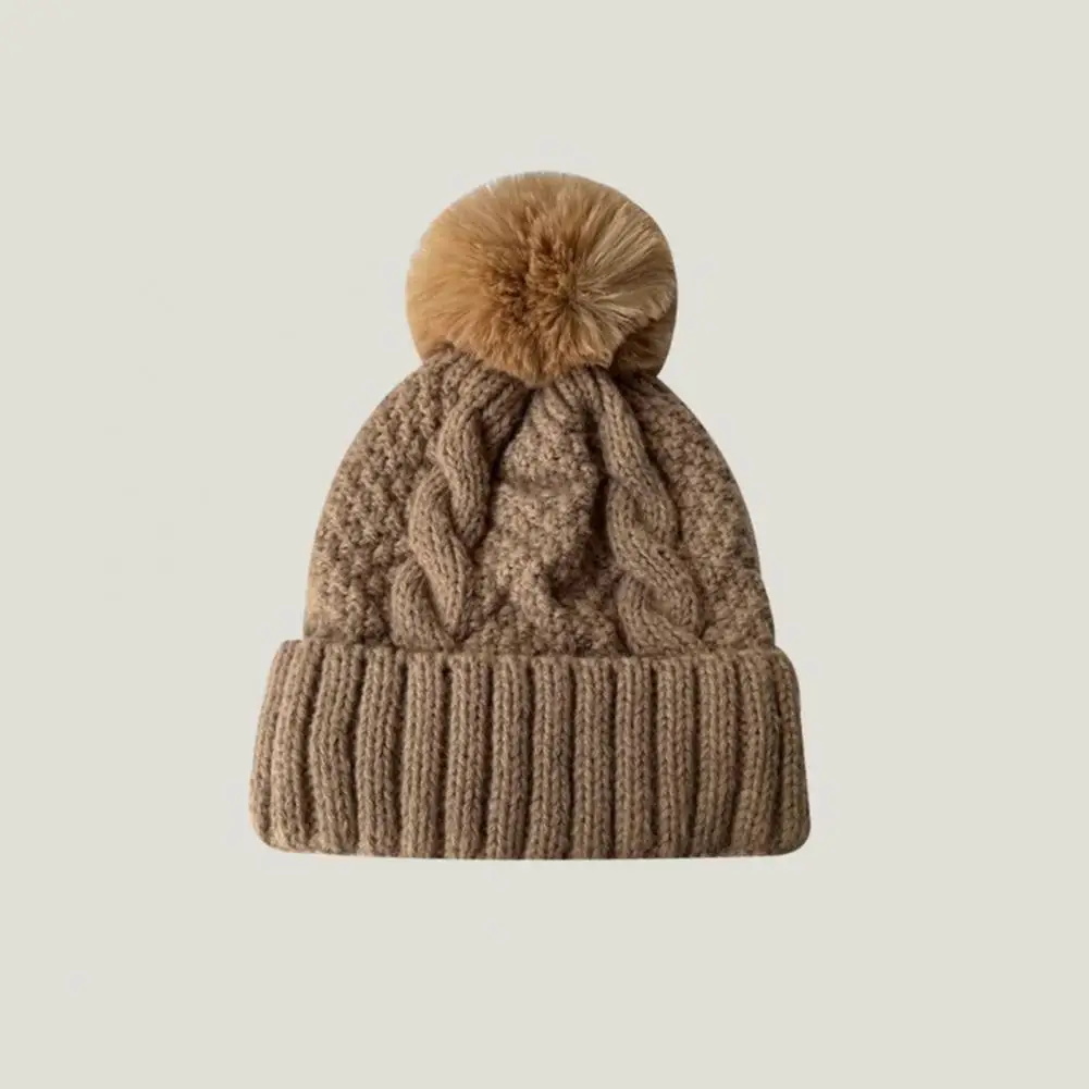 Warm Cozy Hat Cozy Stylish Women's Winter Hat Knitted Warm Anti-slip with Plush Ball Decor for Outdoor Activities Lady Winter