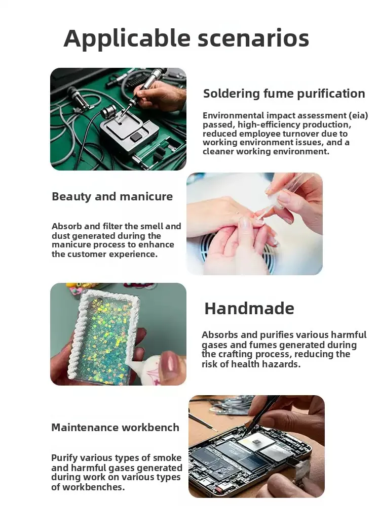 Mini purificateur de fumée à souder de bureau – Extracteur de fumée avec filtre à pointe de fer, élimination des odeurs et de la poussière pour usage industriel intérieur