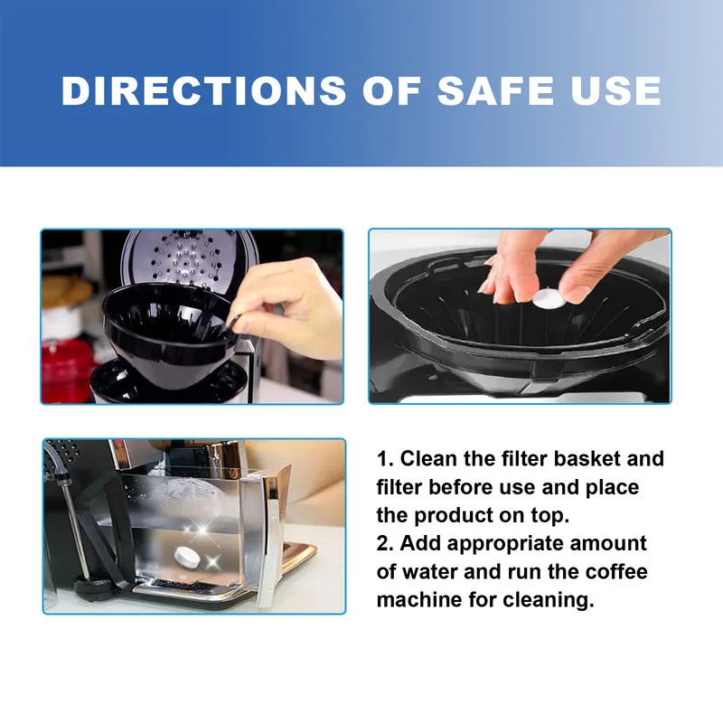 Remoção de manchas de comprimidos de limpeza de café para tela de filtro cabeça de grupo de fabricação de café puro sabor restaurado