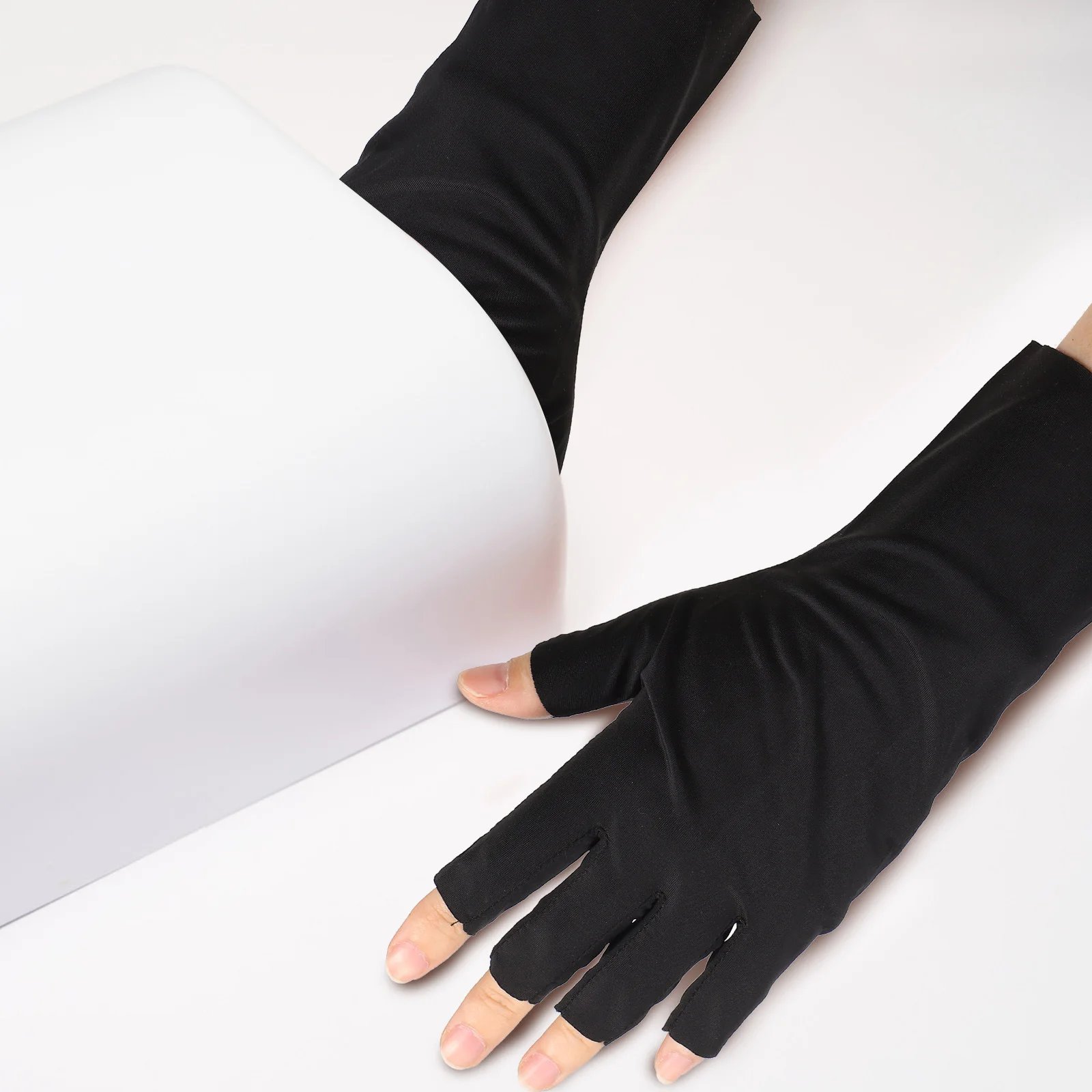 4 قطعة قفازات مانيكير بدون أصابع حماية من الأشعة فوق البنفسجية لأظافر الجل مستلزمات فن الأظافر قفازات نايلون مرنة عالية للنساء لركوب الدراجات #4