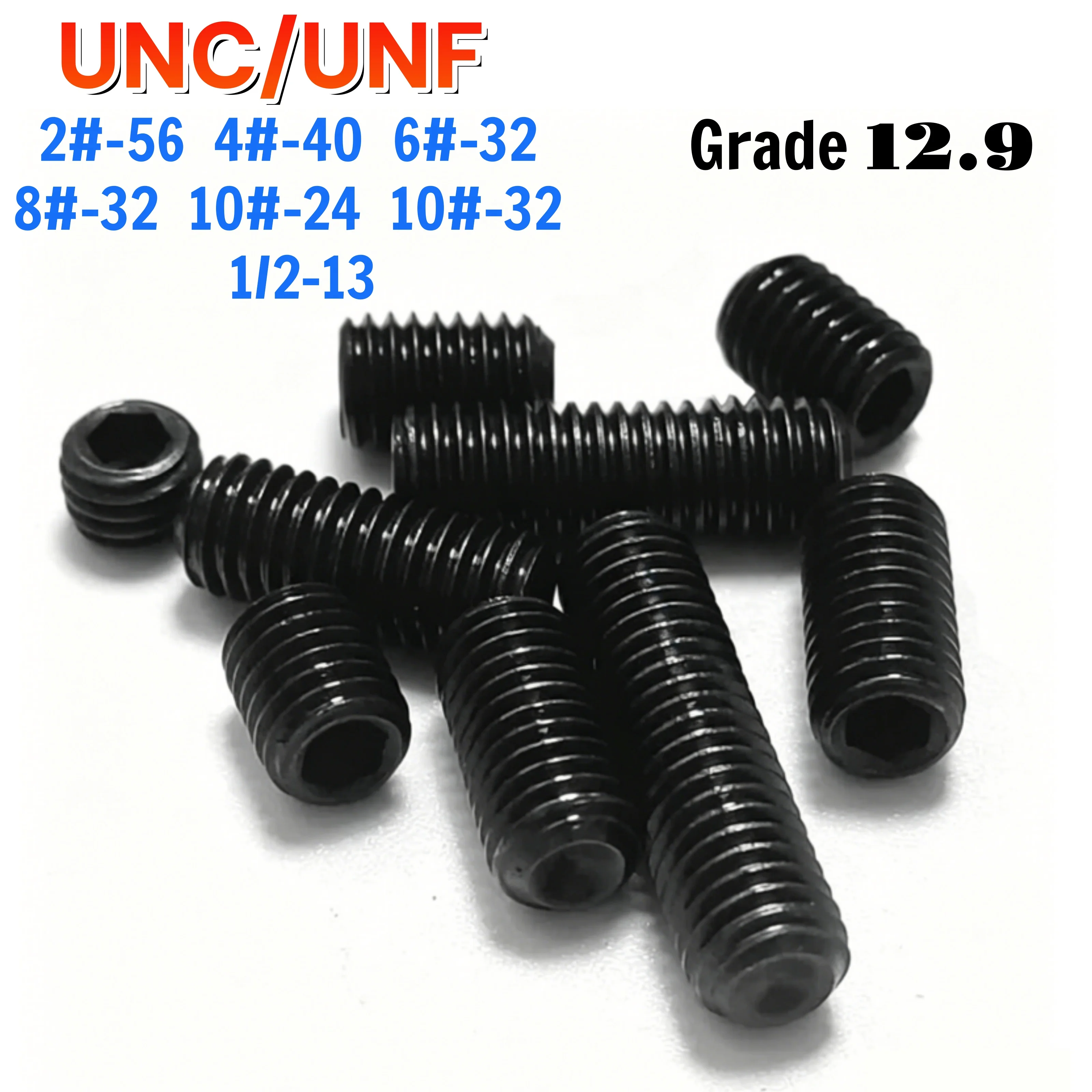 Unc/unf Grade 12.9 Black Hex Socket Cup Point Setscrews Allengrub Screw Bolt 2#-56 4#-40 6#-32 8#-32 10#-24 10#-32 1/2-13