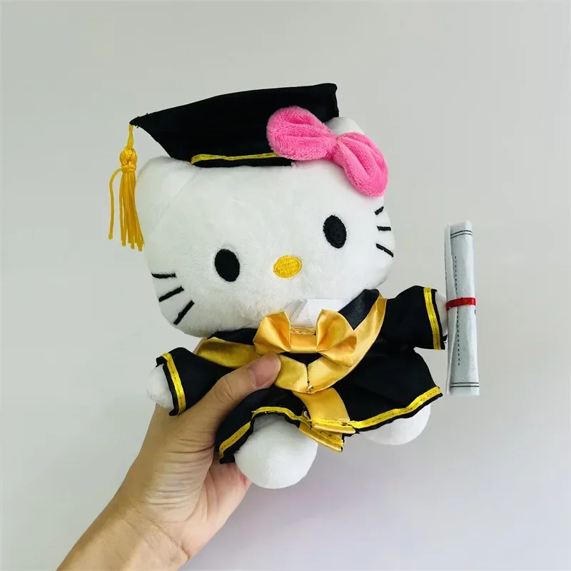 17cm Sanrio Anime Graduation Season Hello Kitty Plush Toy Cartoon Soft Stufffed Doll  Room Decoration Toys For Children   Gifts