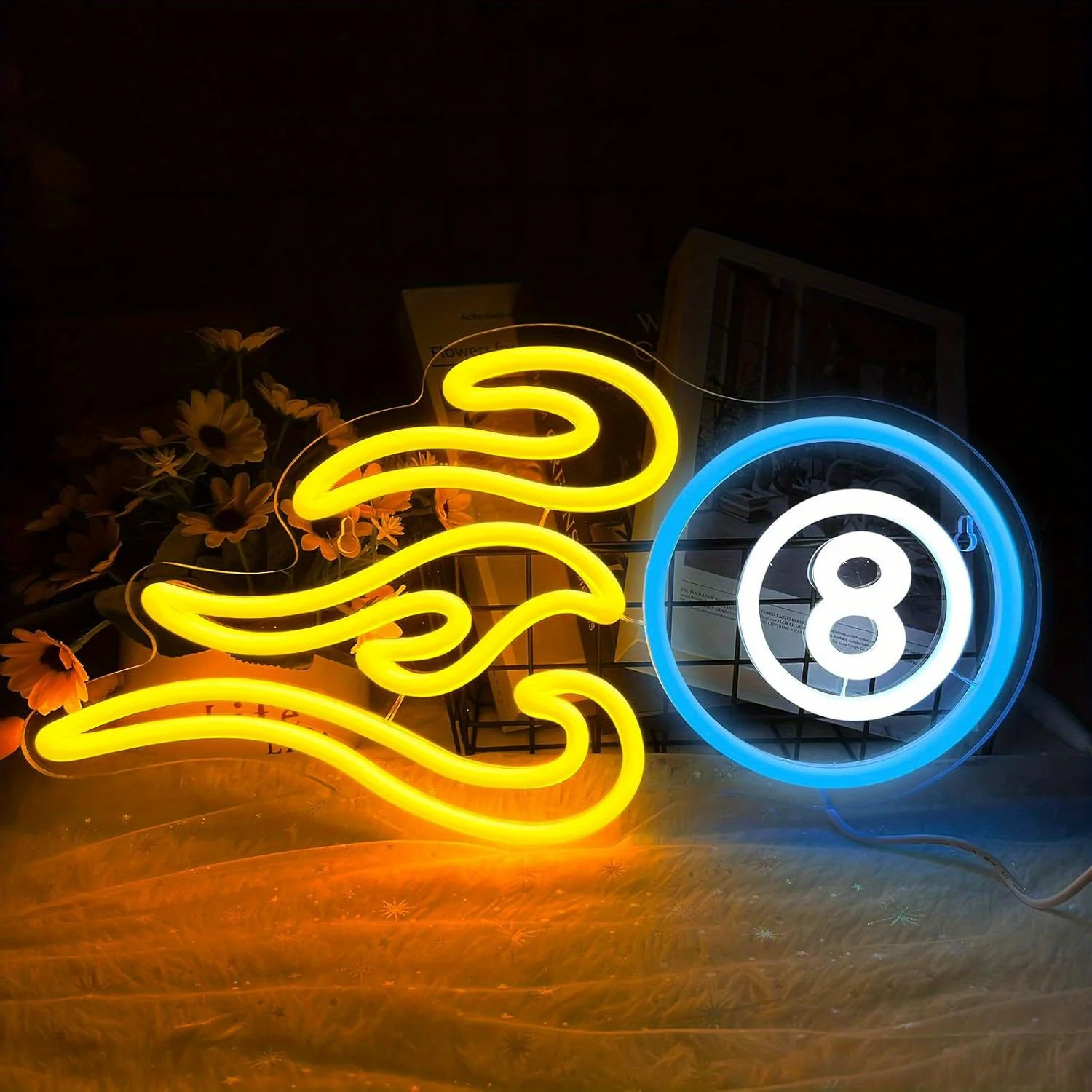 

8 Ball LED Neon Light - USB Powered, With Dimmer, Adjustable Brightness, Perfect for Game Rooms, Pool Halls, Fun Decor