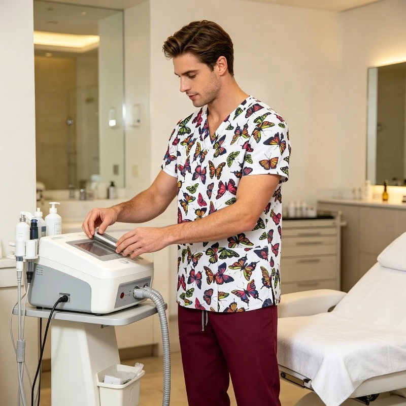 printed-v-neck-wash-clothes-with-cute-patterns-nursing-clothes-pediatric-clinic-medical-work-clothes-men's-and-women's-styles