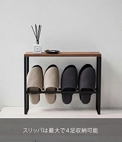 5153 Slipper Rack with Top Plate, Black, Approx. W 19.7 x D 4.7 x H 16.1 inches (50 x 12 x 41 cm), Tower, Can Hold Small Items, 