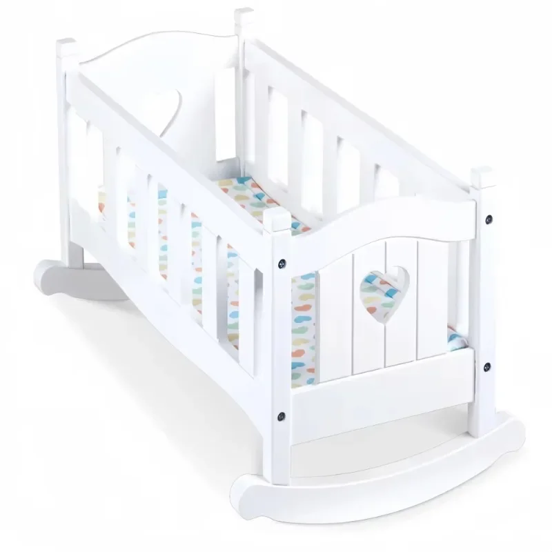 

Luxury solid wood crib White bed cover Comfortable wooden crib Baby room Other children's furniture