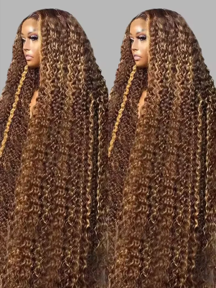

4/27 Ombre Curly Highlight Wig Human Hair Preplucked 13x6 Lace Front Human Hair Wigs 200% Density Brazilian Remy Human Hair Wigs