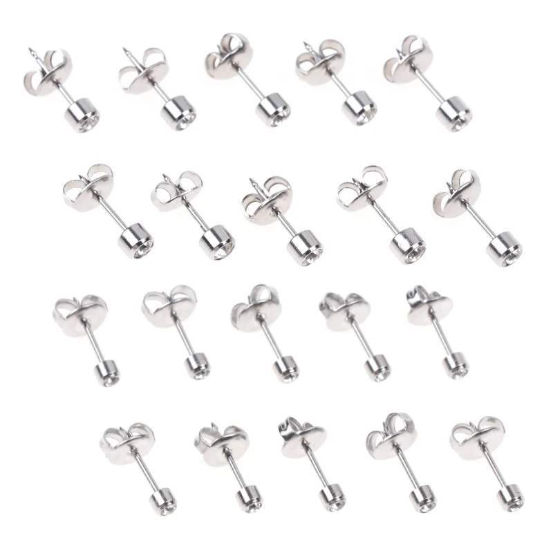 10Pcs Steel Surgical Piercing Ear Stud Earrings Jewelry for Piercing Gun Tool