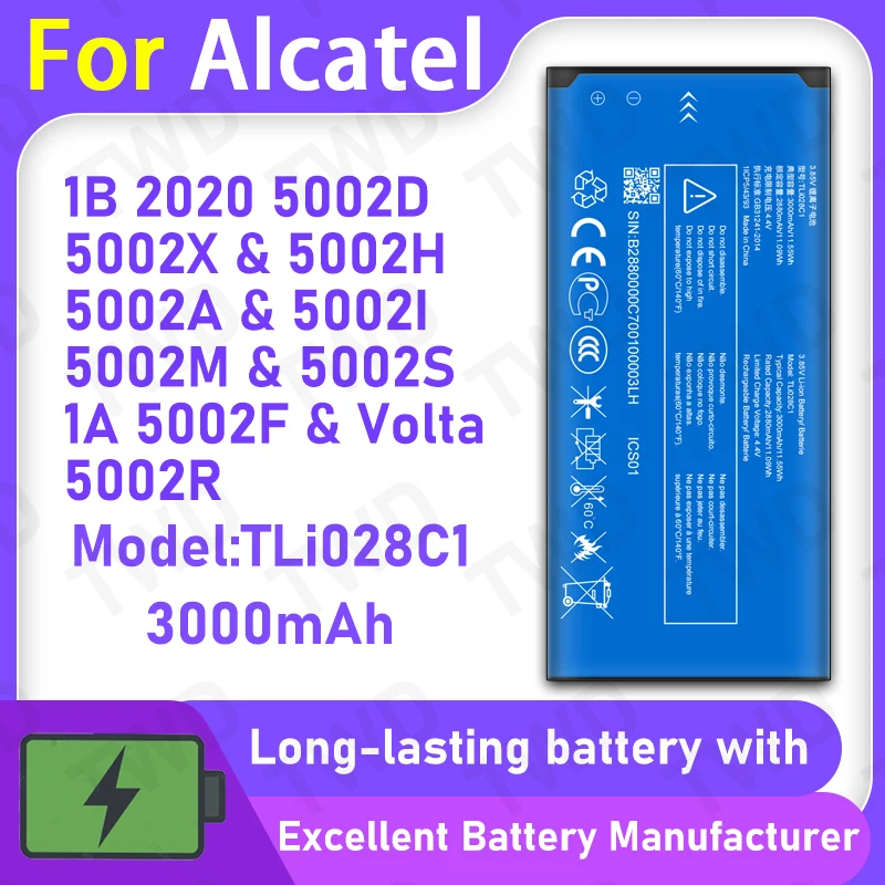 

100% New 3000mAh TLi028C1 Battery For Alcatel 1B 2020/5002D/5002X Replacement Bateria