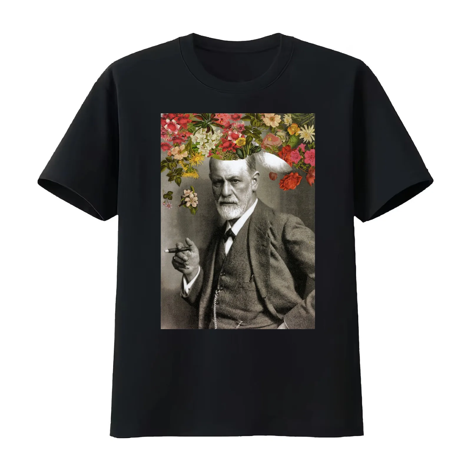 Freud T-Shirt Summer Casual Cotton Tee Oversized Streetwear Tops Vintage Graphic Print Loose Fit Short Sleeve 100% Cotton