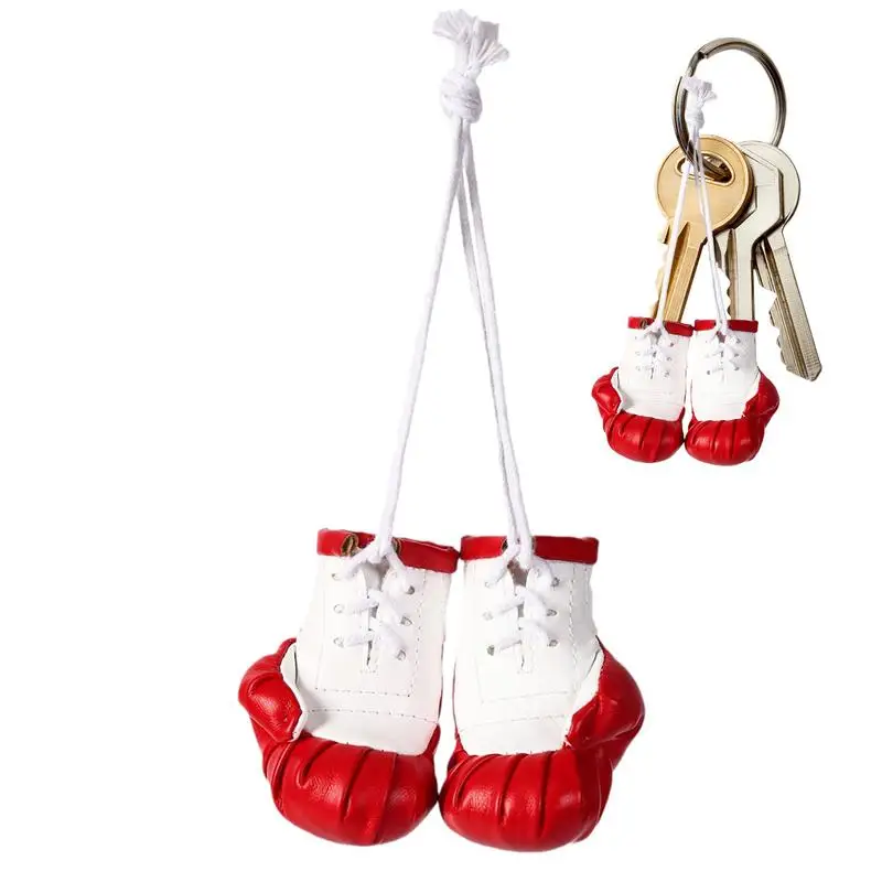 Auto Boxhandschuhe Anhänger Mini PU Leder Boxhandschuhe Schlüsselanhänger Dekorative multifunktionale Auto Innendekoration Zubehör Tasche