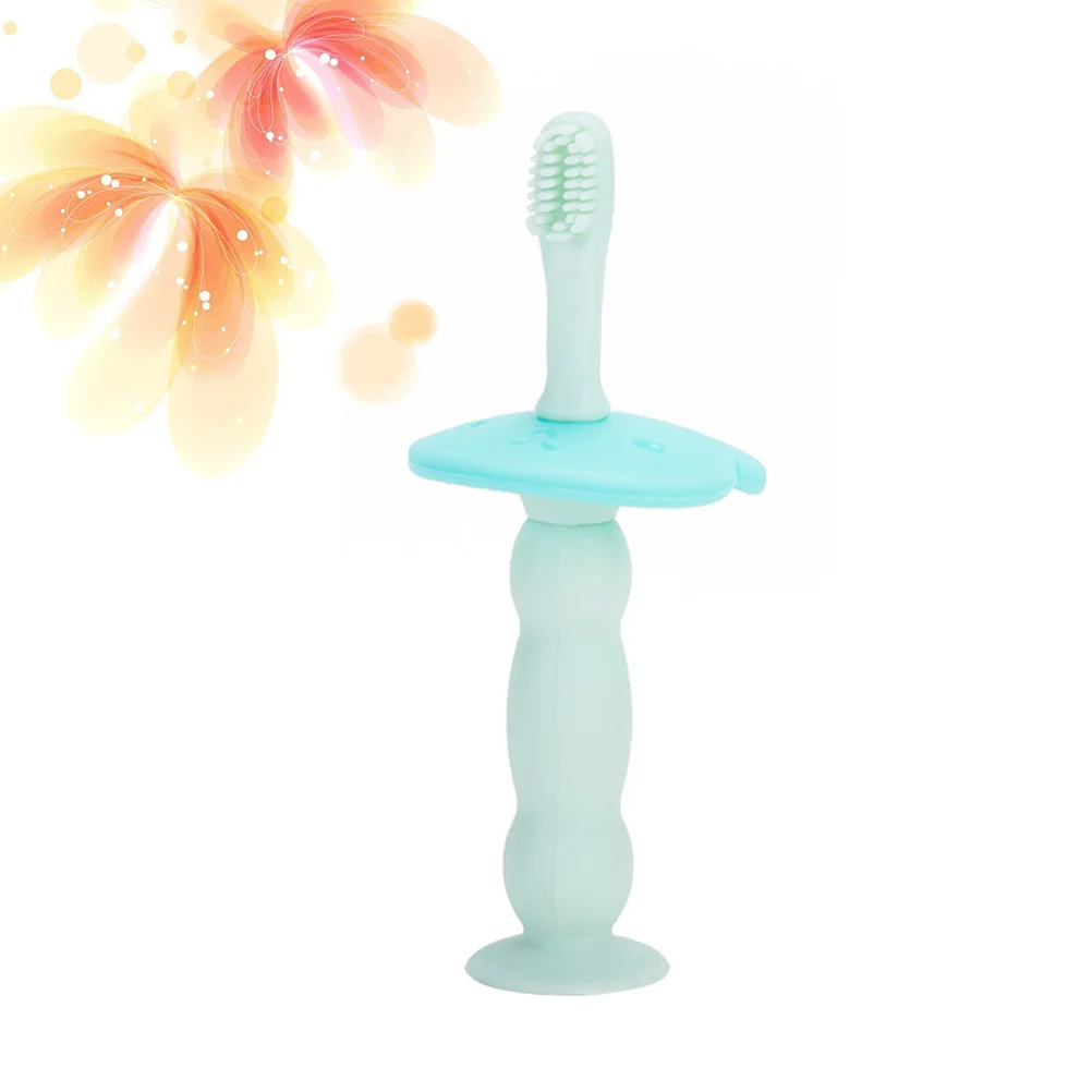 فرشاة أسنان للأطفال من السيليكون الأخضر بشعيرات ناعمة آمنة لتدريب الأطفال الصغار فرشاة أسنان للأطفال الرضع وسادة تسنين لتخفيف اللثة
