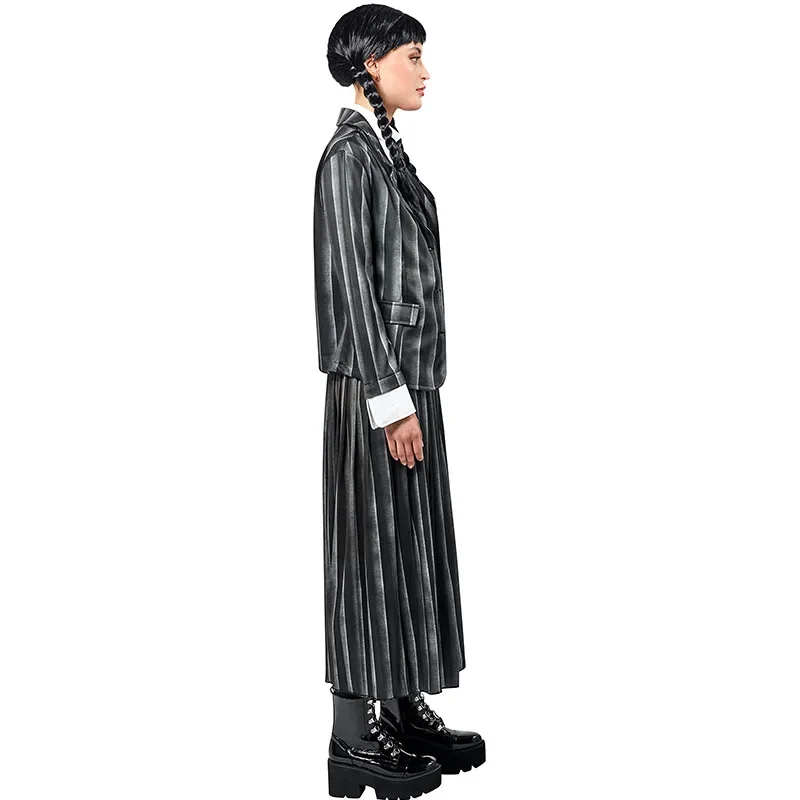 Kids Children Wednesday Wednesday Cosplay Costume Dress Outfits Halloween Carnival Suit Black Dress Role Play for Girls