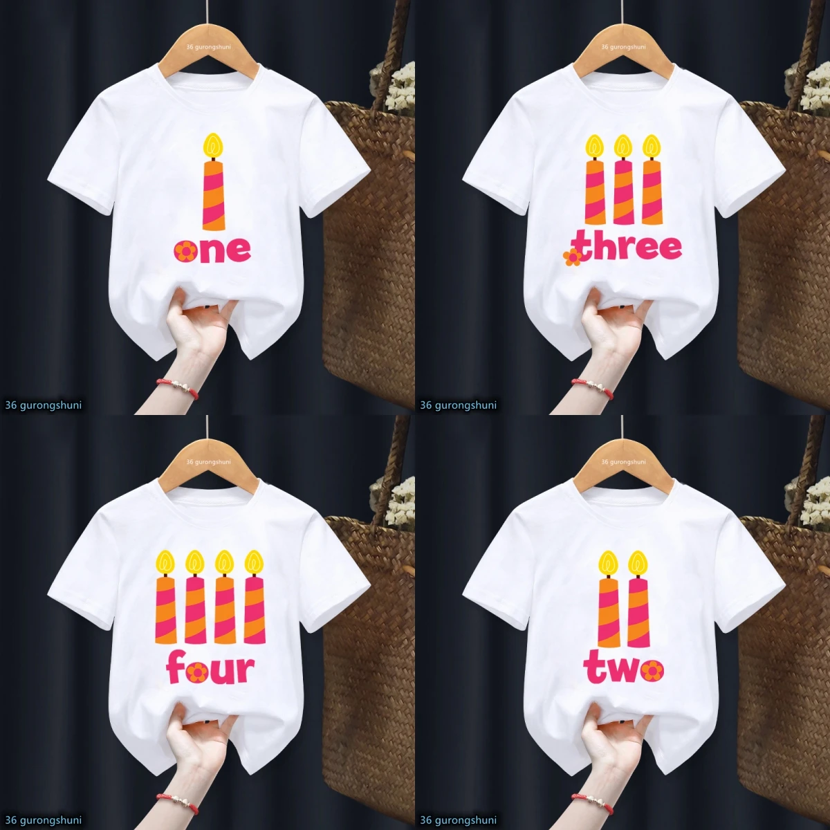 

Custom Name Happy Birthday Candle Number 1 2 3 4 5 T Shirt Kids Clothes Boys Girls Baby Tshirt Short Sleeve Tees Tops