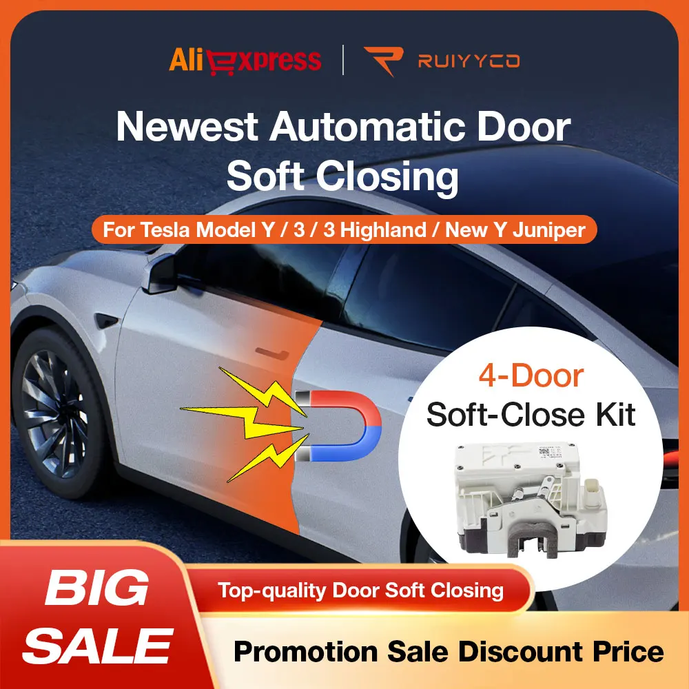 Soft Close Door System for Tesla Model 3 Y 2021-2026 Anti-Pinch Electric Suction Door 4-Doors Upgrade for Model Y Juniper