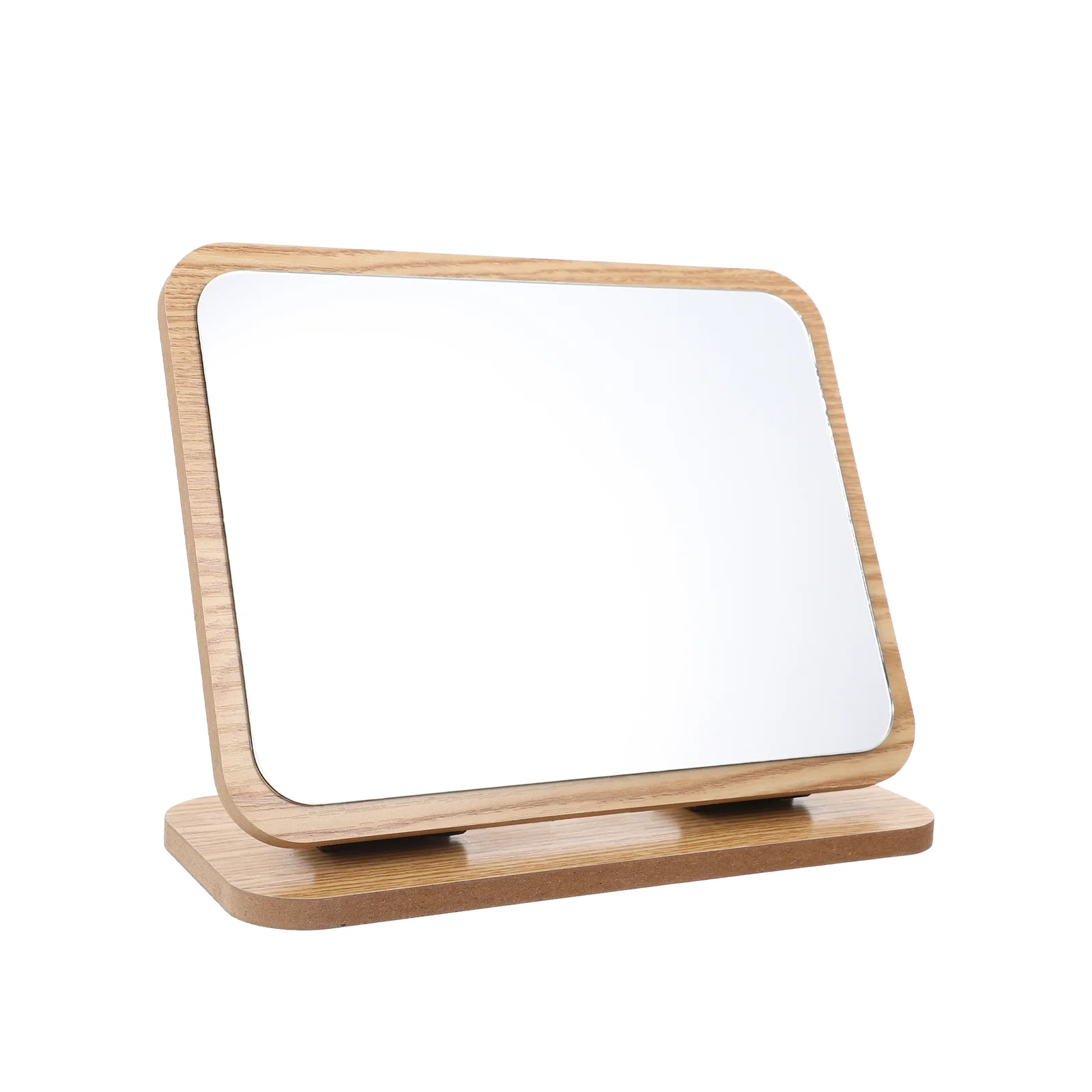 

Wooden Mirror Vanity Desktop Makeup Simple Table Movable Portable Silver Folding Household Student