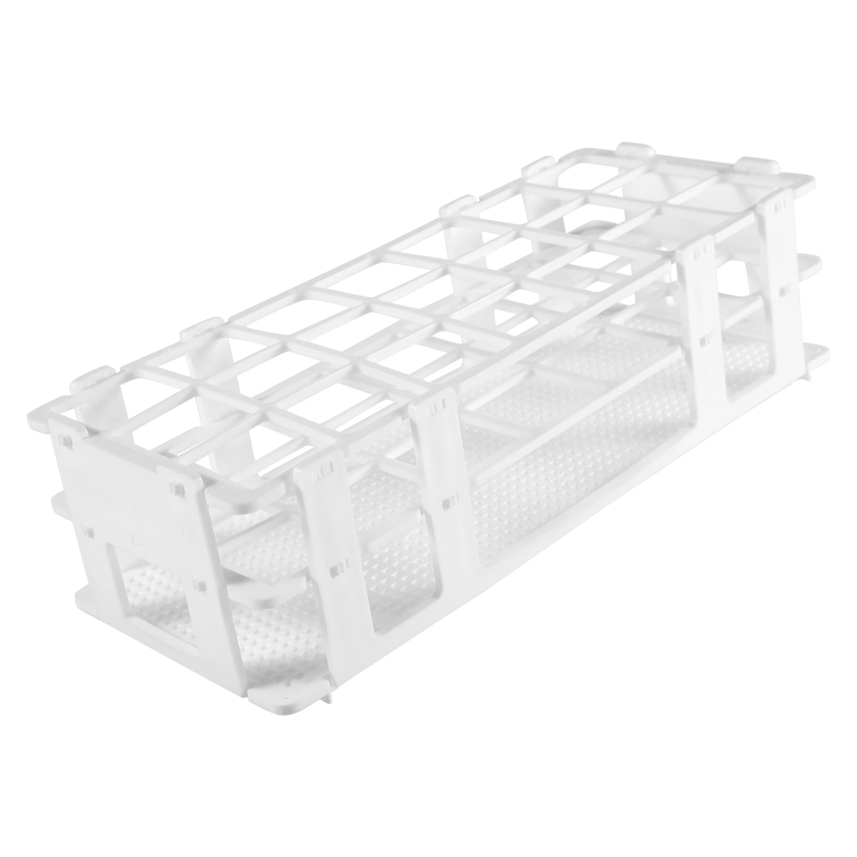 Portaprovette in plastica per provette da 30 mm, 21 pozzetti, bianco, staccabile (21 fori)