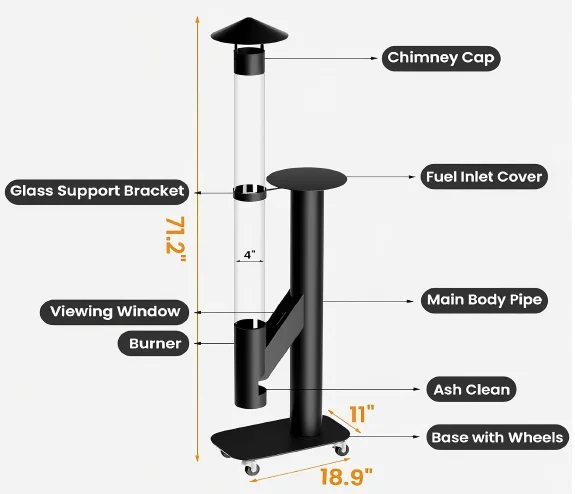 Vertical Steel Wood-Burning Rocket Stove & Pellet Heater Pellet Furnace For Outdoor Patio Camping